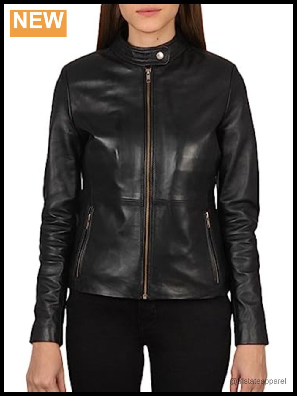 Women's Lambskin Leather Jacket Quilted Lining Zipper
